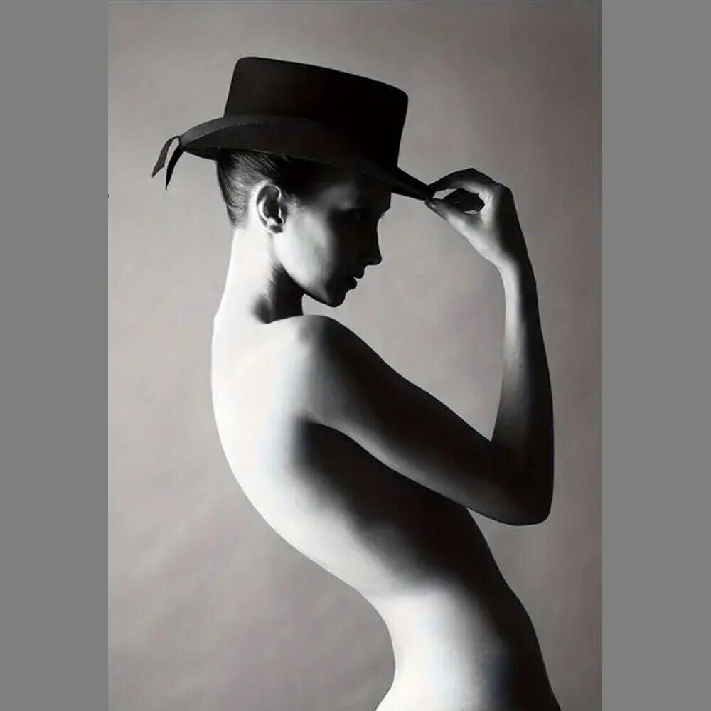 Modern Art Woman Wearing Just A Hat Canvas Print 11.8" x 16.5" Stunning! Home & Garden:Home Décor:Posters & Prints Style Your Walls